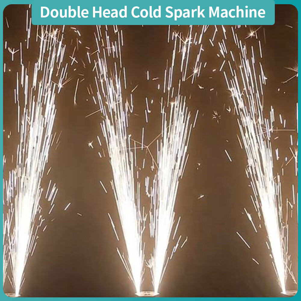 1300W Spin Cold Spark Machine Double Head Firework Fountain DMX Sparkler Machine