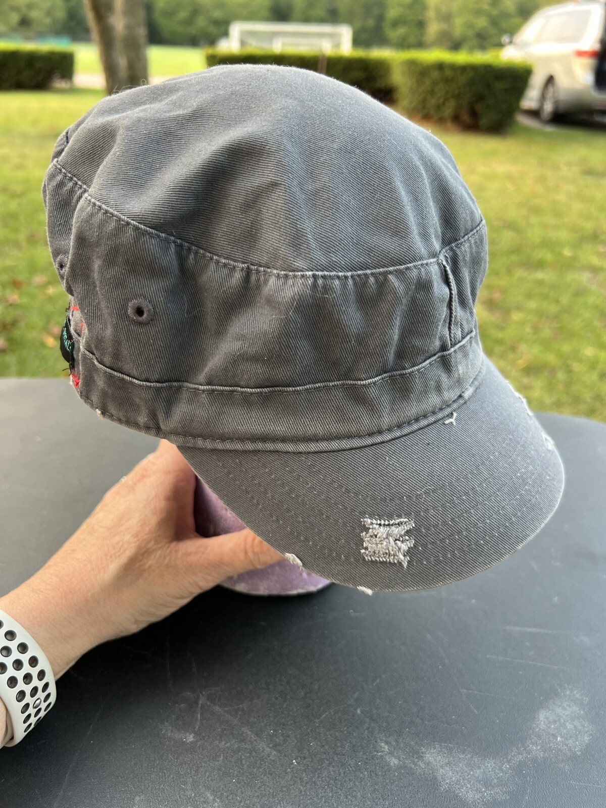 Michigan X Factor Gray distressed cadet cap hat. 100% Cotton Adj OSFA EUC