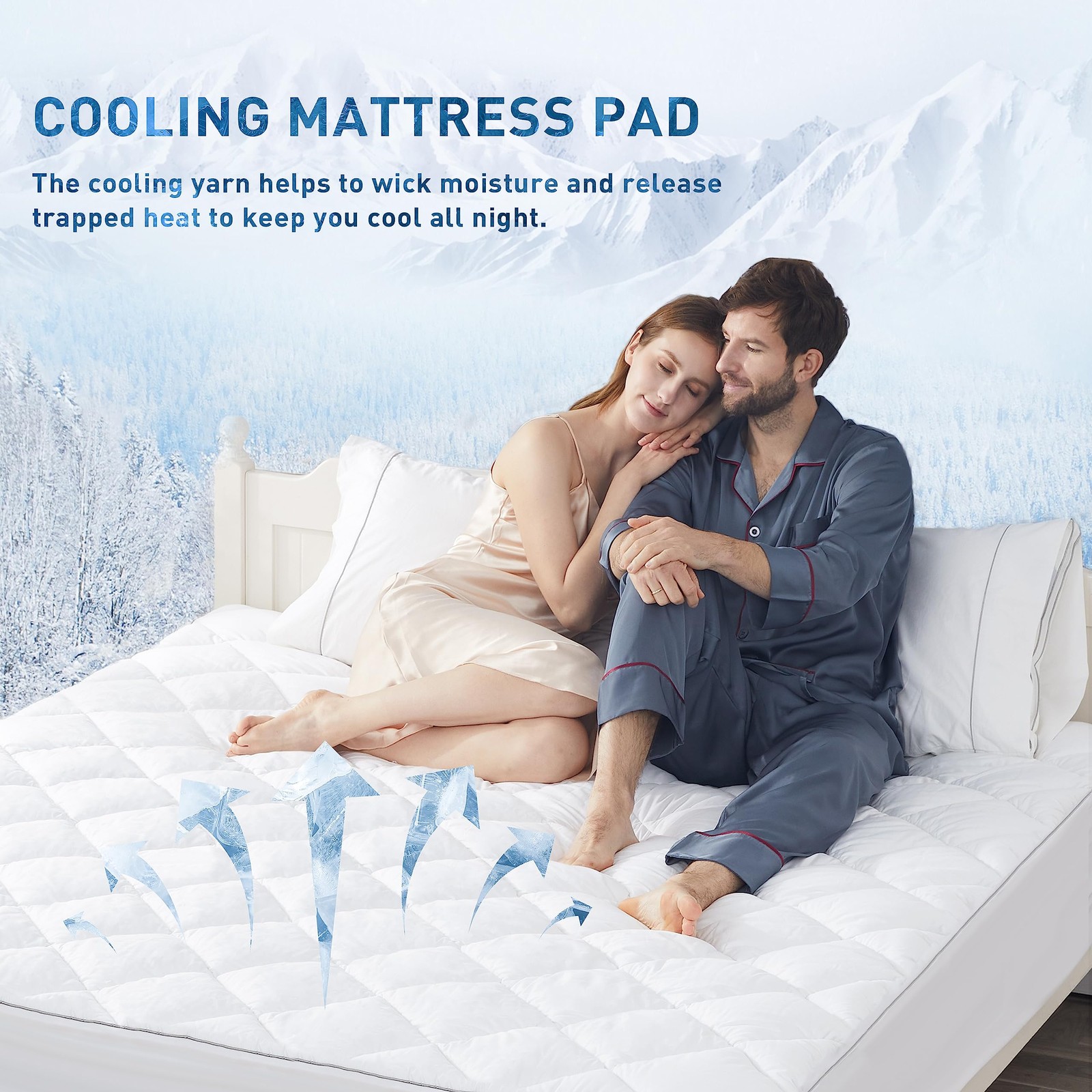 Sunflower Cooling Quilted Twin Mattress Protector, Pad Twin, White