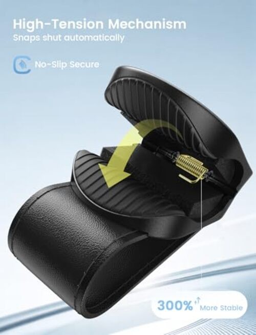 Sunglass Holder for Car Visor - [1s One-Hand Access] [Never Fall Secure] Car