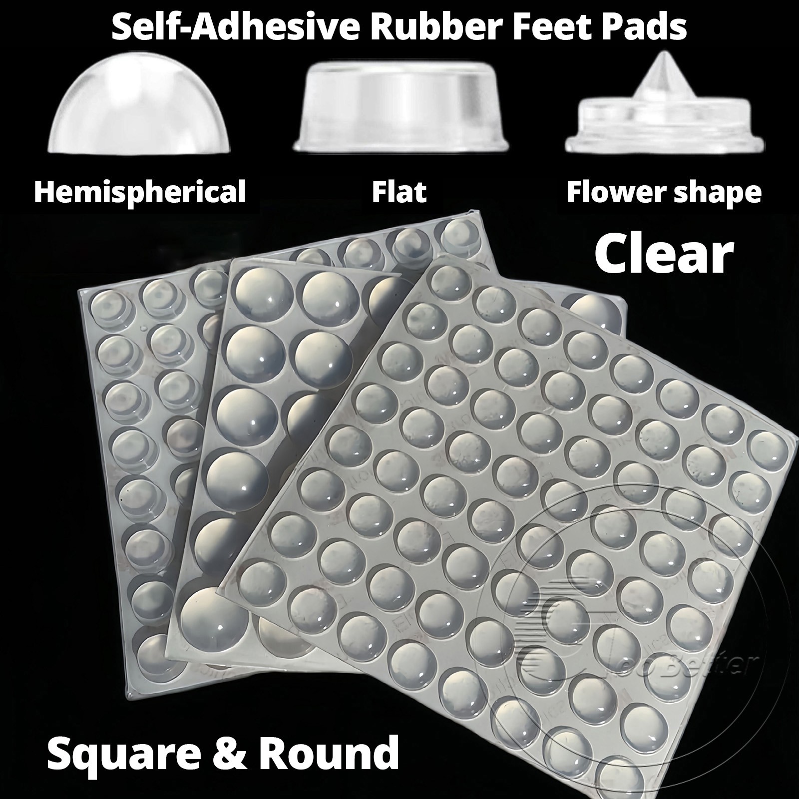 Self-Adhesive Rubber Feet Pads | Square & Round Clear, Small & Large Ø 5mm-20mm