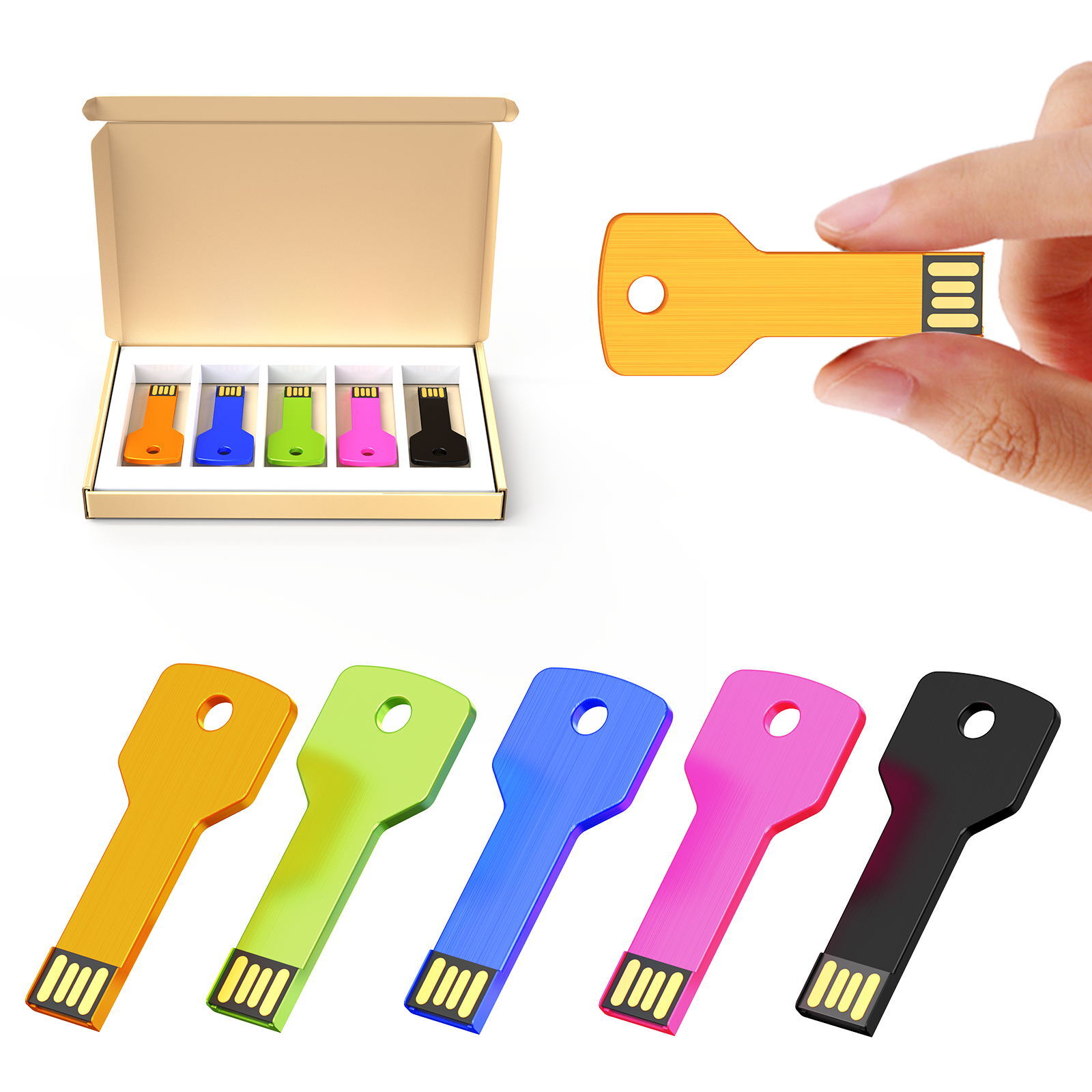 Mixed Color 50pcs USB 2.0 8g 16g 32g Metal Key Style Flash Drive Memory