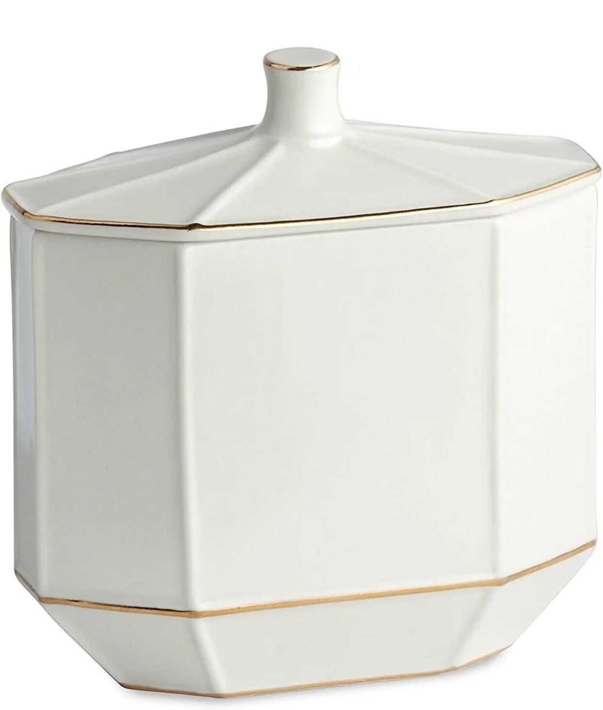 Kassatex St. Honore Fine Porcelain Luxury Octagonal Cotton Jar Ivory / Gold New