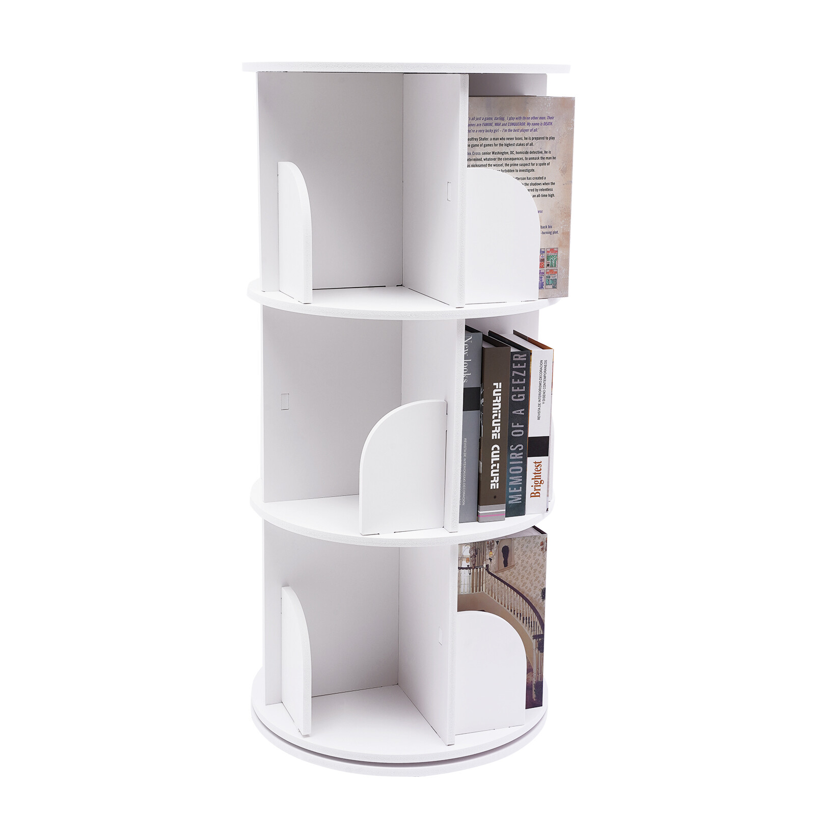 3Tier 360 Rotating Bookshelf Bookcase Storage Shelf Freestanding Display Rack