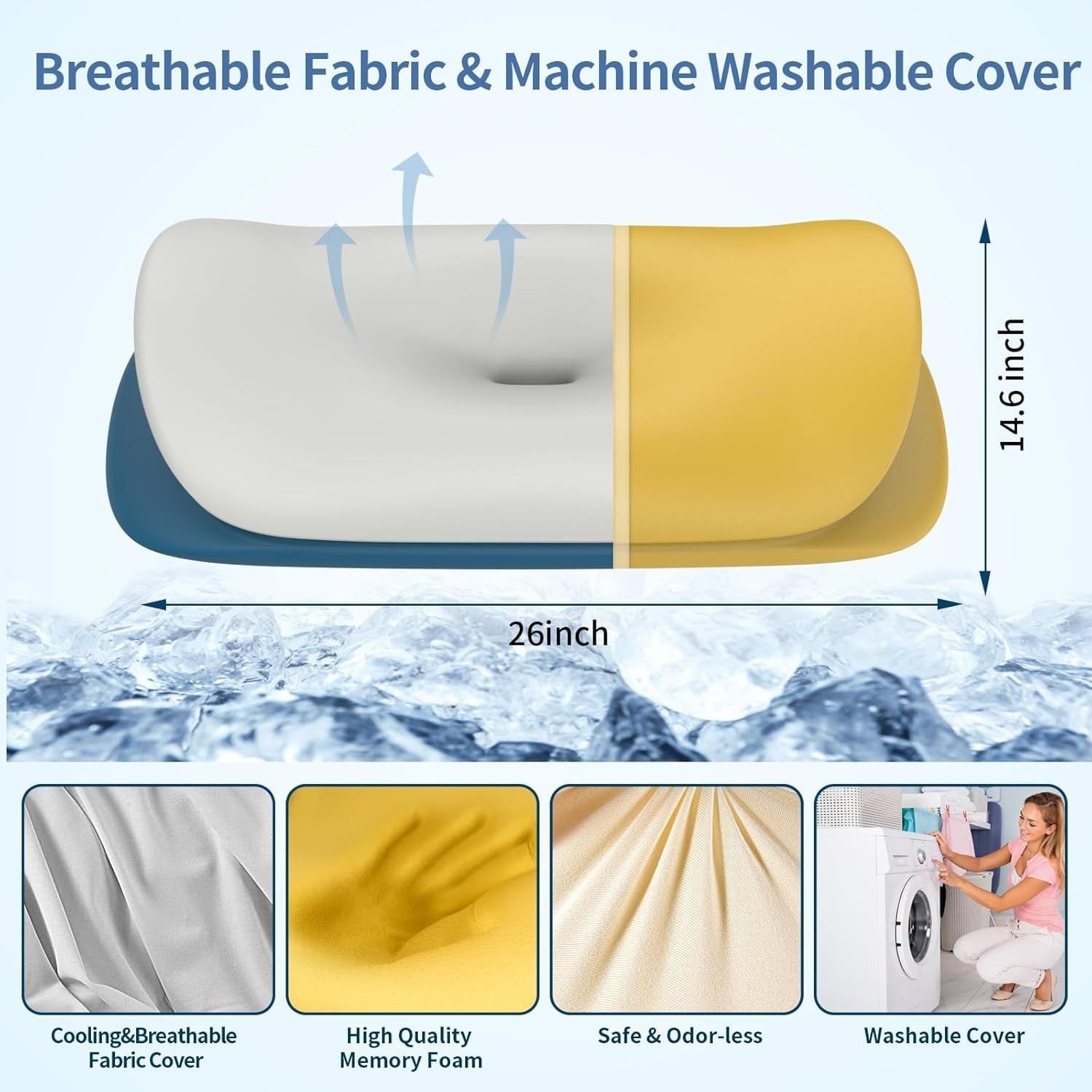 Cervical Neck Pillow Memory Foam Contour for Side Back Sleepers Breathable