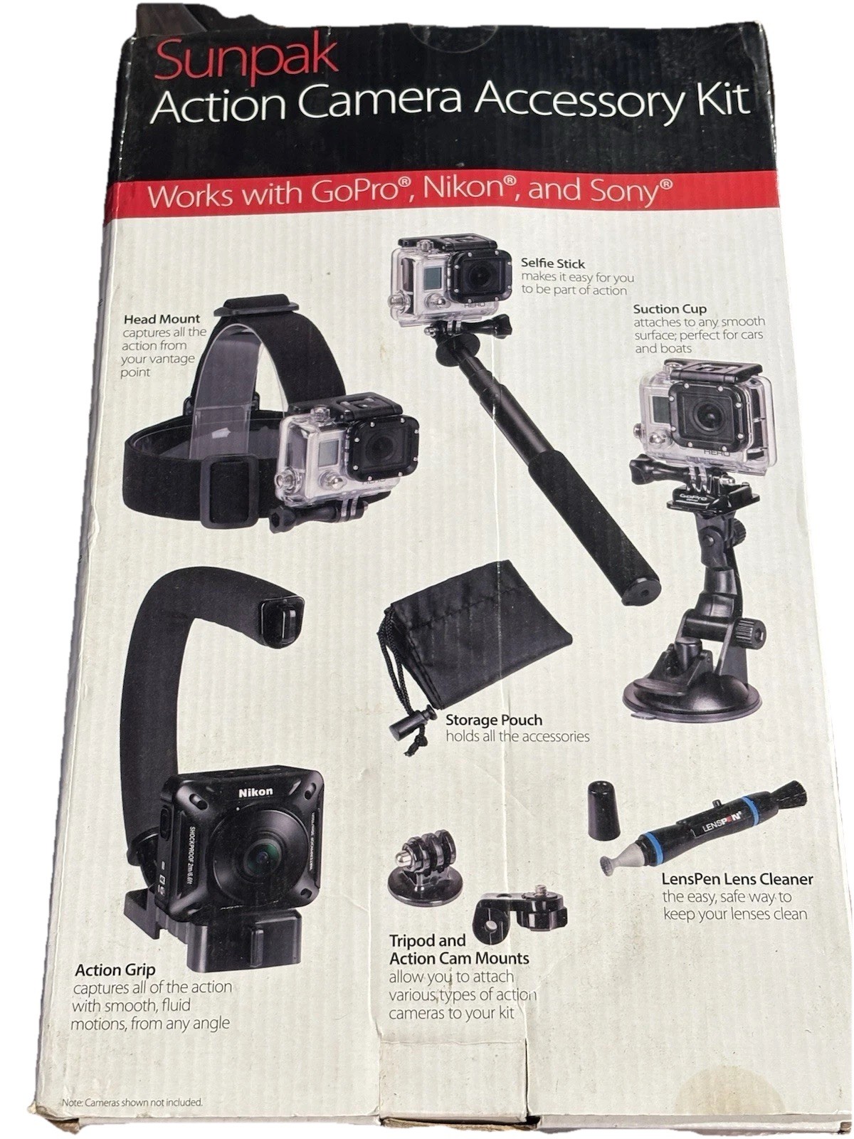 Action Camera Accessory Kit Bundle Mounts Grip Head Strap Tripod Set
