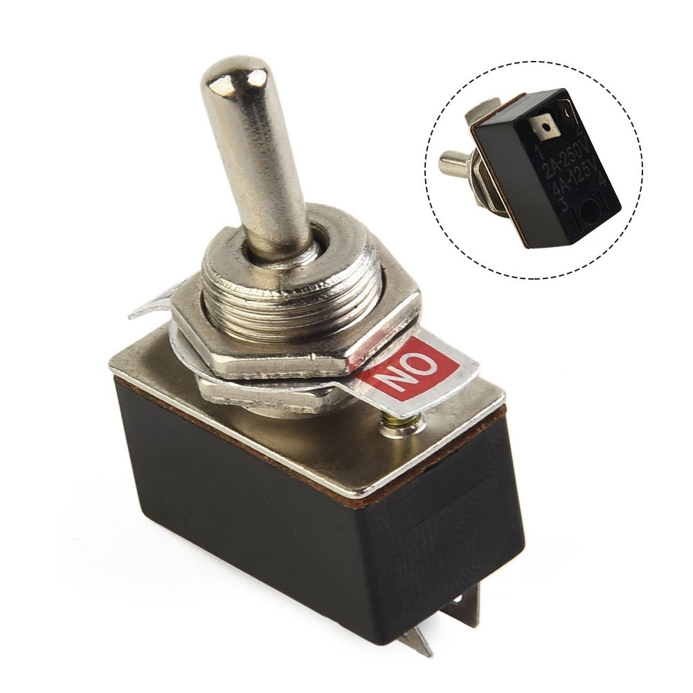 Durable Toggle Switch SPST 6A 12mm 2ft 6A/125V On/Off SPST Black