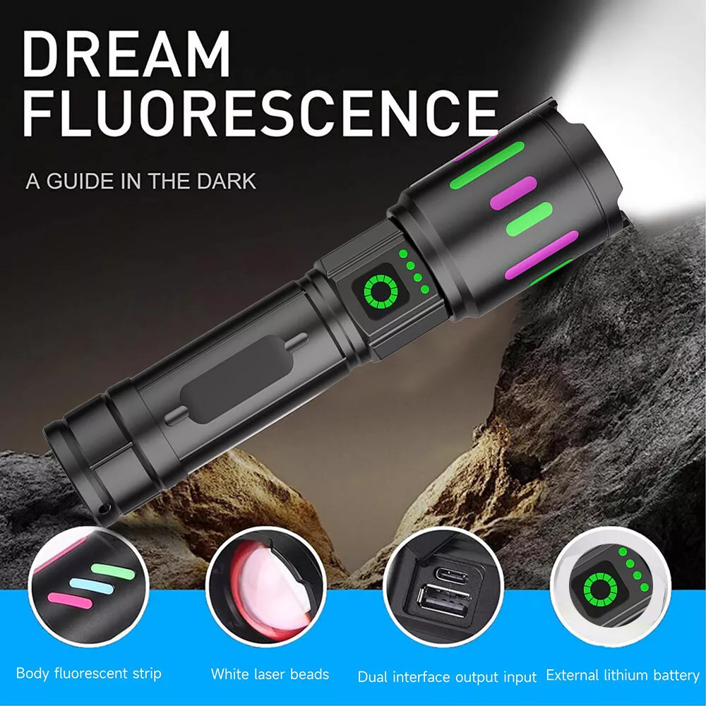 350000000 Lumen Super Bright LED Tactical Flashlight Rechargeable LED Work Light