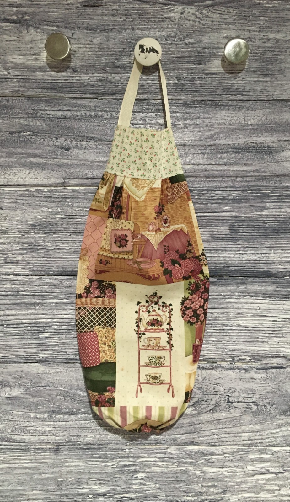 Plastic Grocery Bag Rag Sock Holder Tea Pots Tea Cups Roses Hats For The Cure
