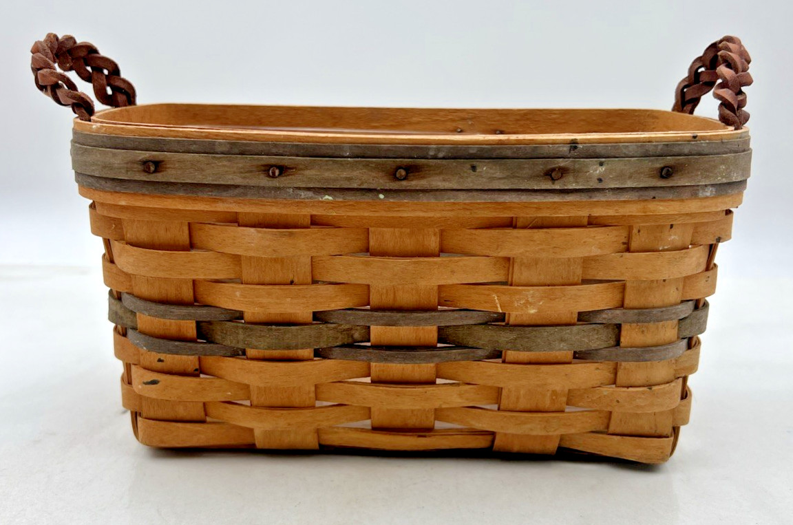 Longaberger Basket 1997 Collectors Club Renewal Set Handles Clear Liner