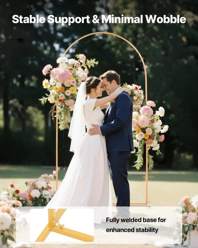 Arch Backdrop Stand, 7.2 x 4 ft, Stable Structure, Easy Assembly, 1 Piece Gold