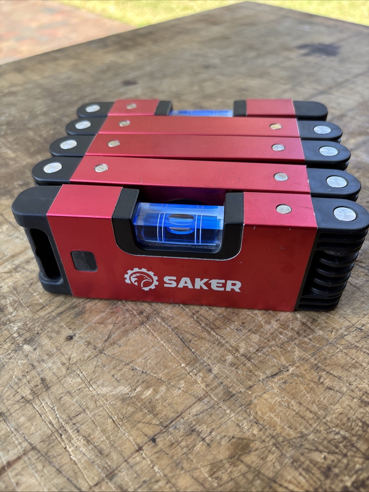 Saker Multi-function Foldable Level, 28-Inch Multi-Angle Measurement Red