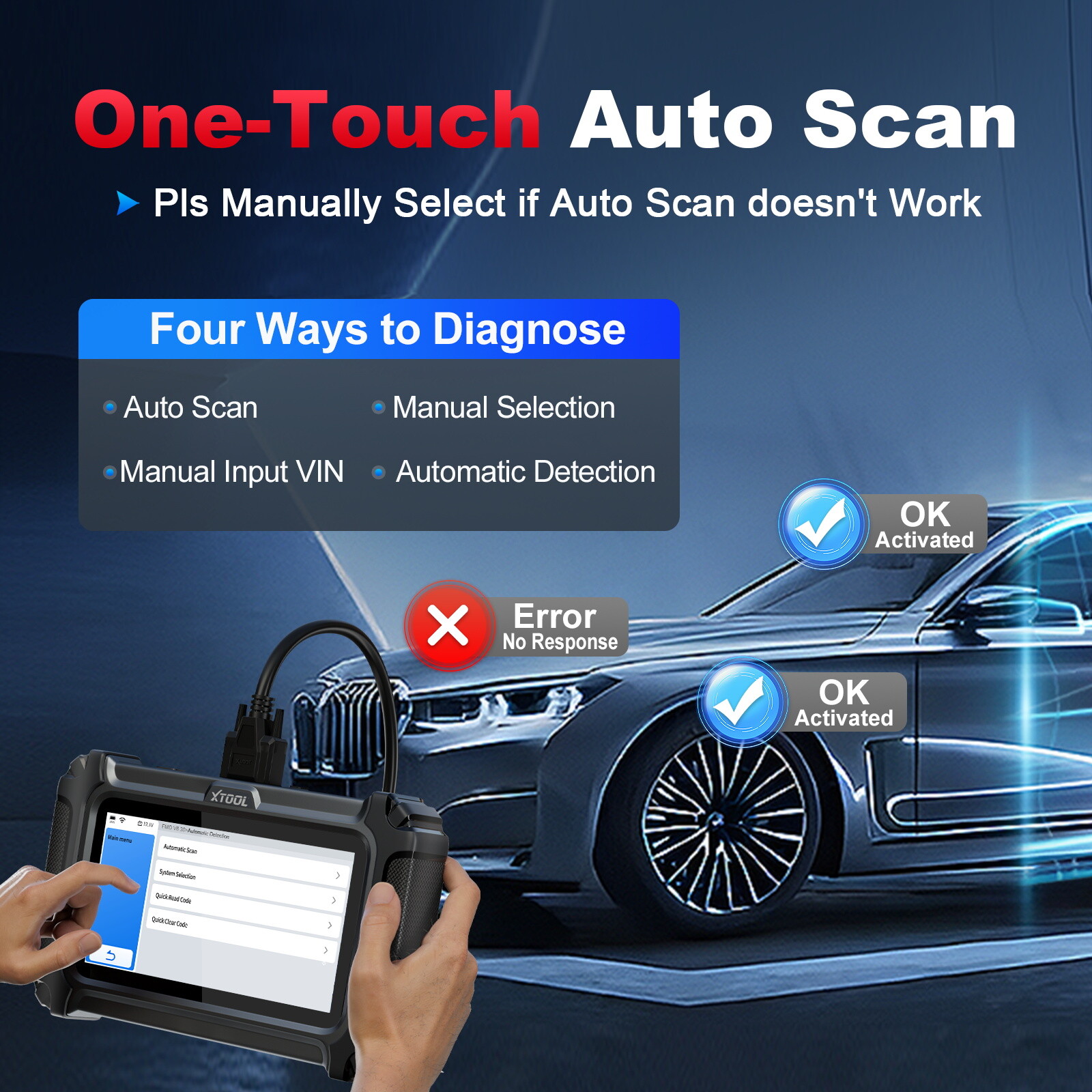 XTOOL D5S Auto Diagnostic Scanner Tool Car Code Reader AutoAuth CANFD 15+Resets