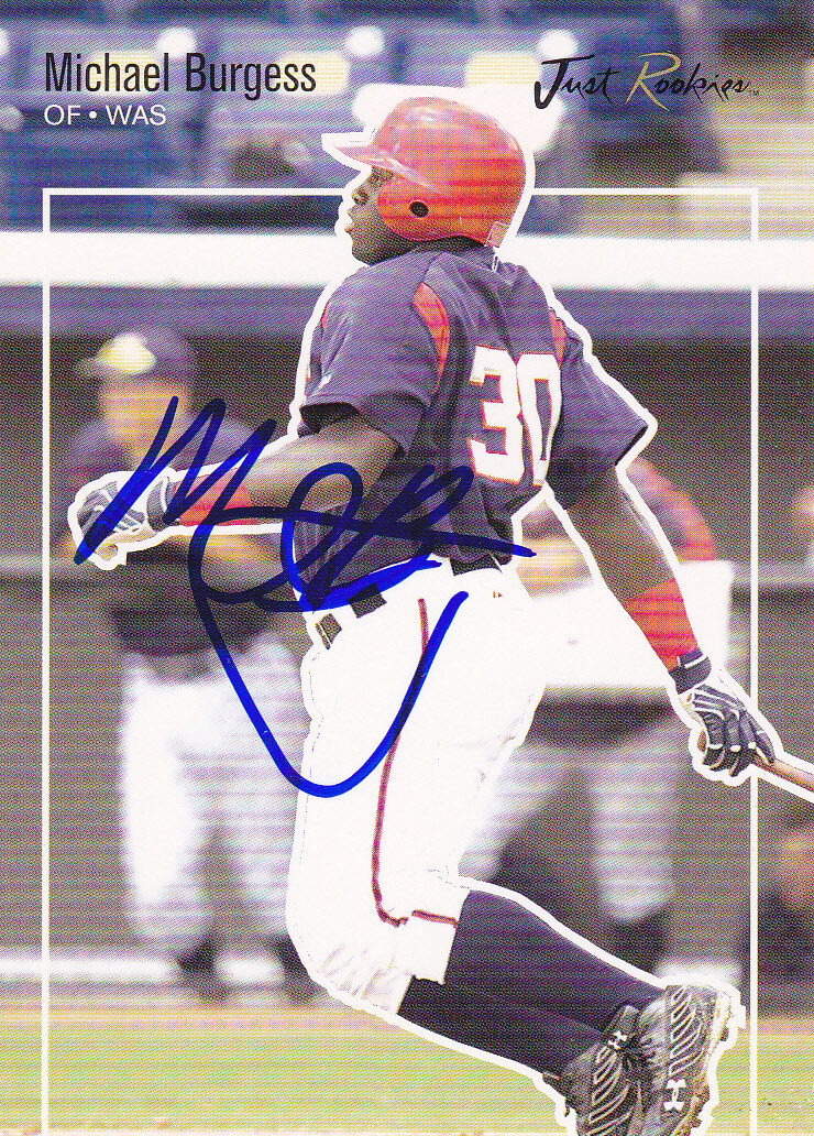 MICHAEL BURGESS WASHINGTON NATIONALS SIGNED 2007 JUST MINORS JUST ROOKIES CARD