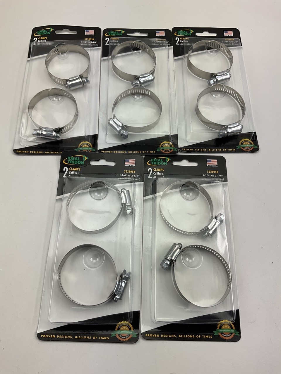 10 Clamps Total - Ideal 5228058 SAE Size #28 Hose Clamps, 1-1/4" To 2-1/4" Range
