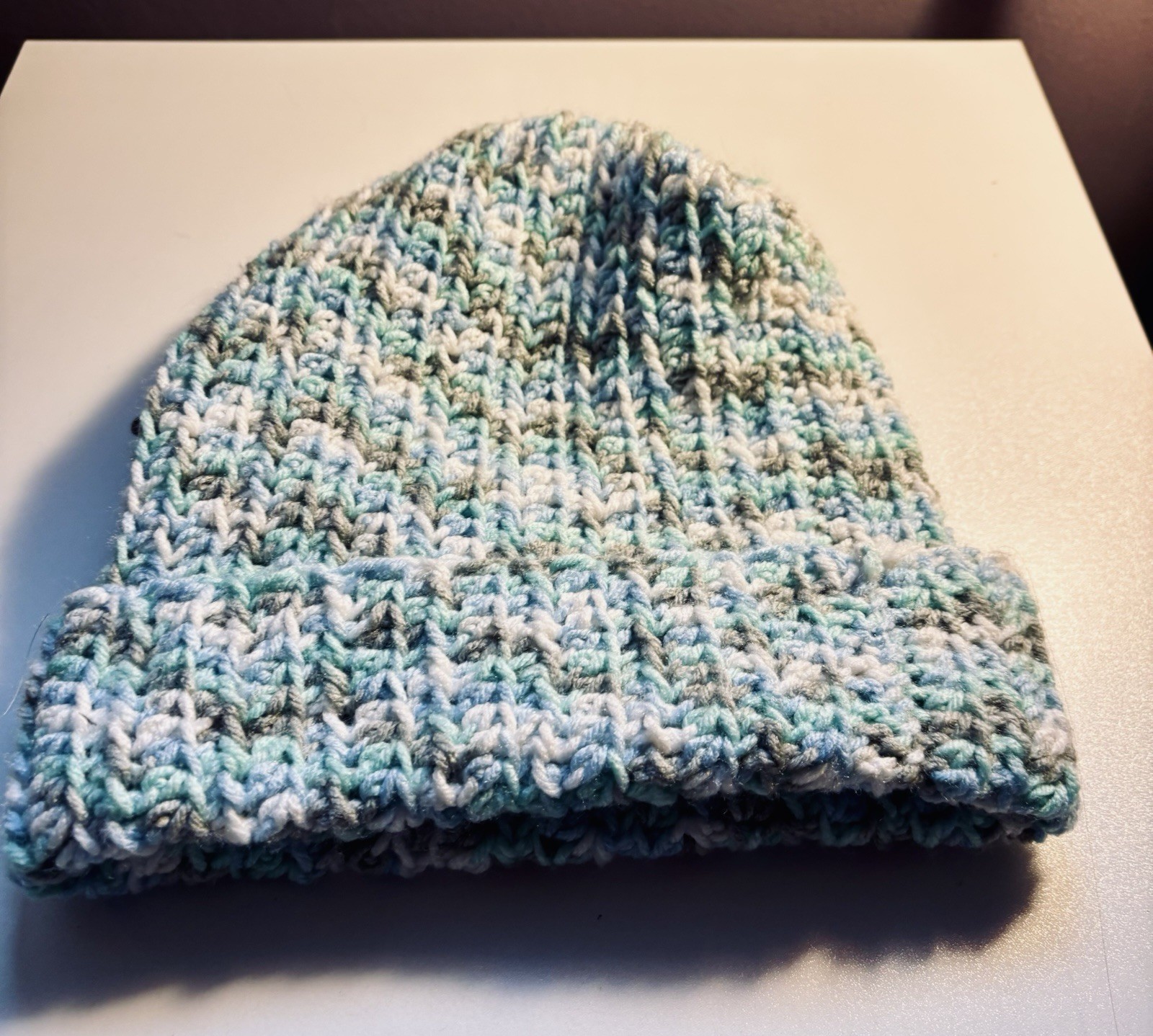 pack of 3! Handmade Knitted Beanies Adult Size Pastel Purple Blue Multicolor