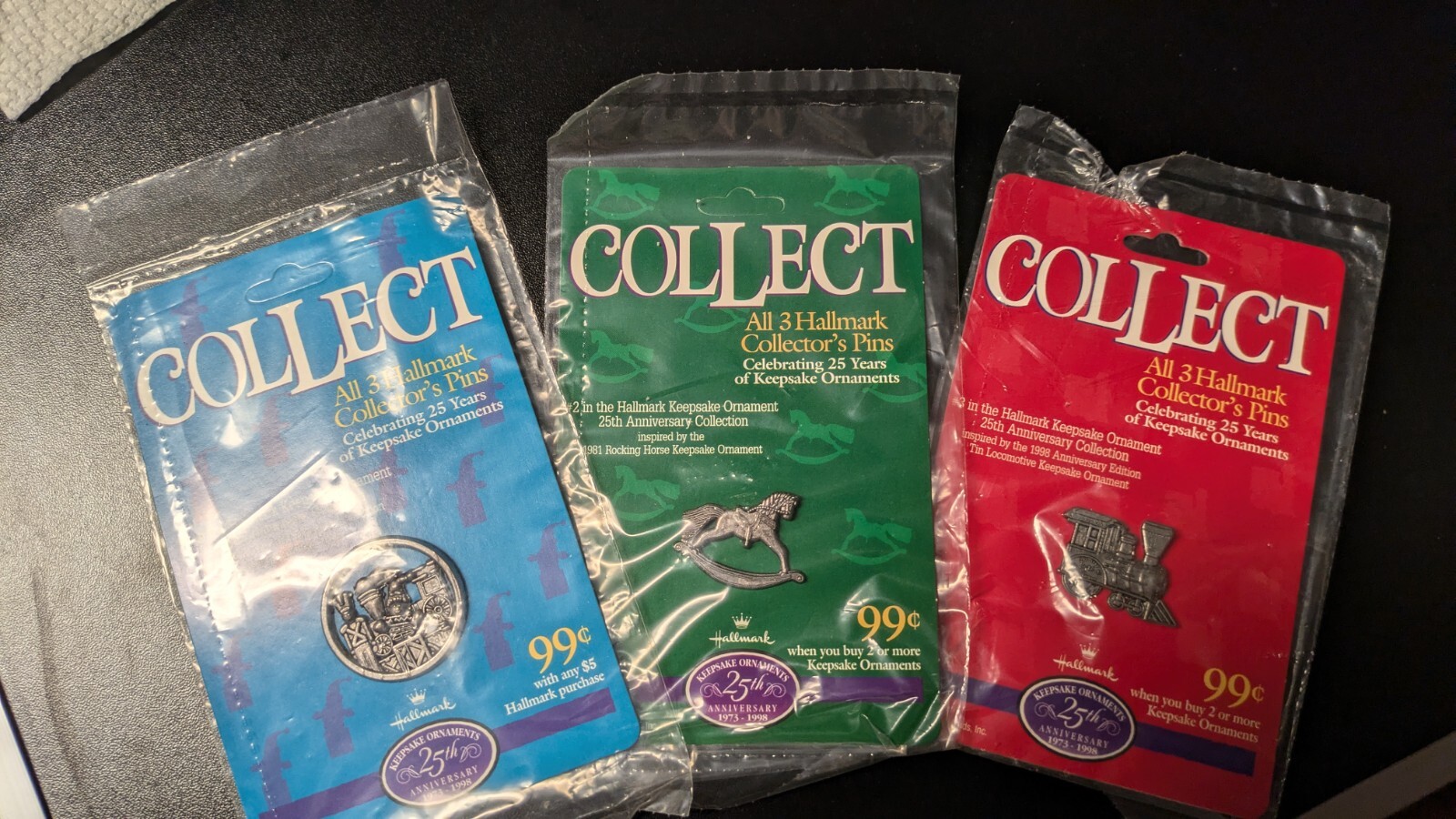 Hallmark Collector’s Lapel Pins - 25th Anniversary - Complete Set of 3