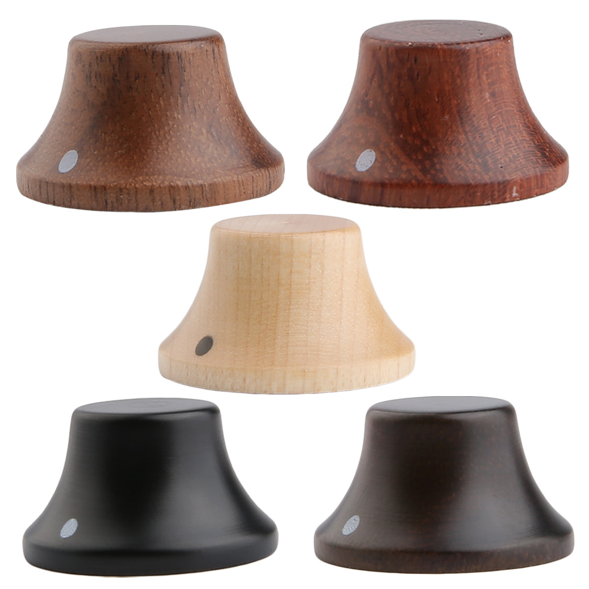 2pcs Ebony Wood Knobs LP ST Bell Knobs Guitar Bass Top Hat w/ Indicator Dot