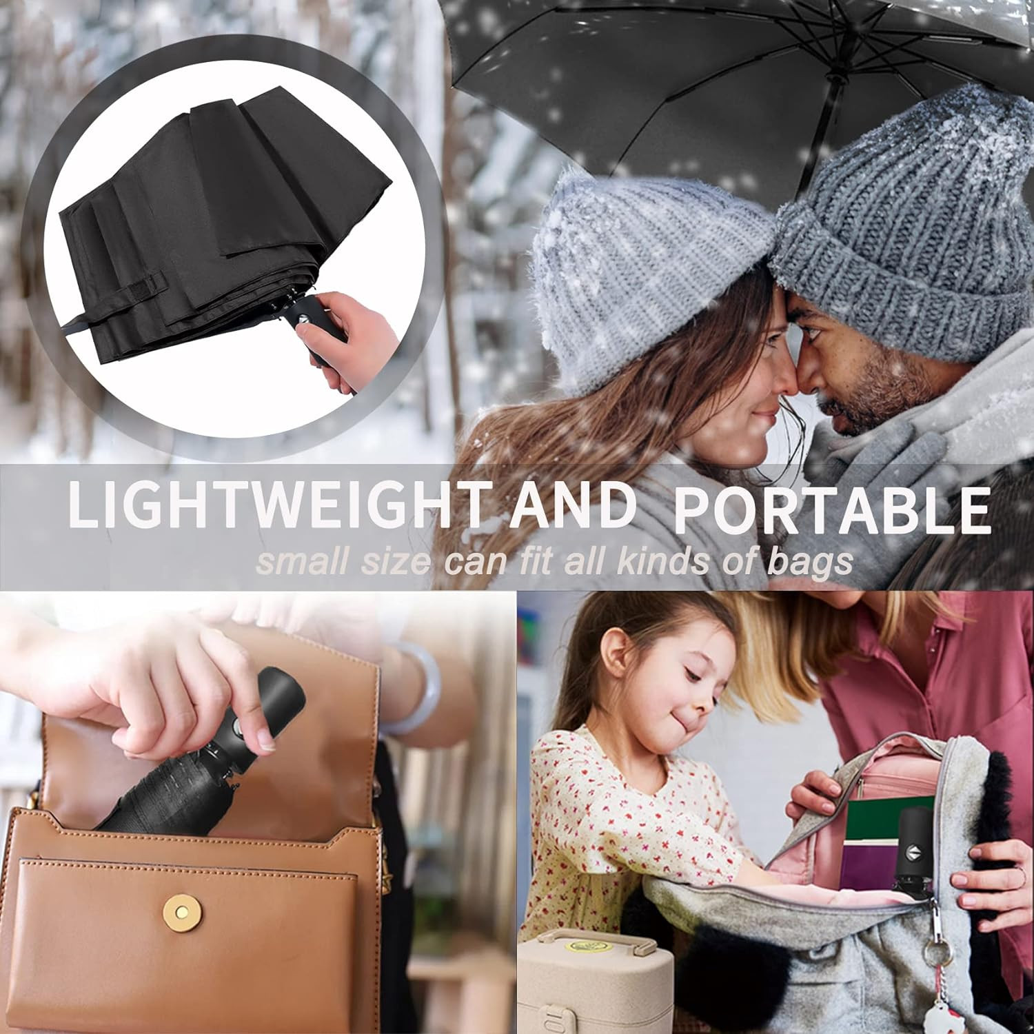 SIEPASA Compact Travel Umbrella - Windproof Auto Open/Close, Small Folding Umbre