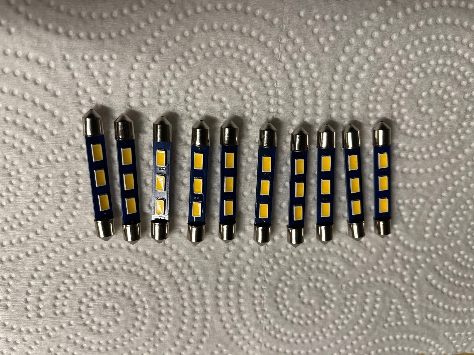 (10) WARM WHITE 43MM-6.3V-LED FESTOON LAMPS/MX113-MX114-MX115 - McIntosh DIAL
