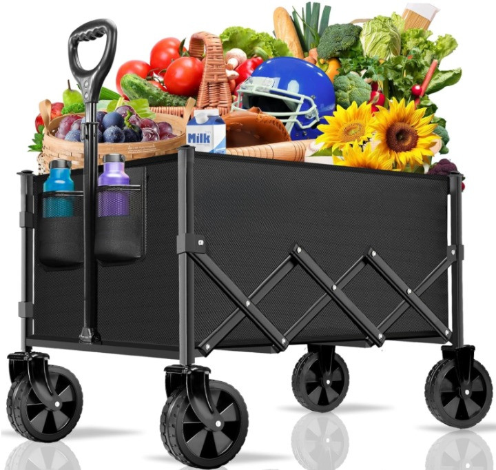 Carro plegable con ruedas todo terreno, 350 lb, gran capacidad, color negro