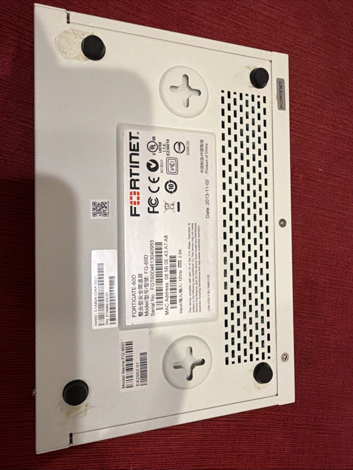 Fortinet FortiWiFi 60D Firewall Appliance Network Security