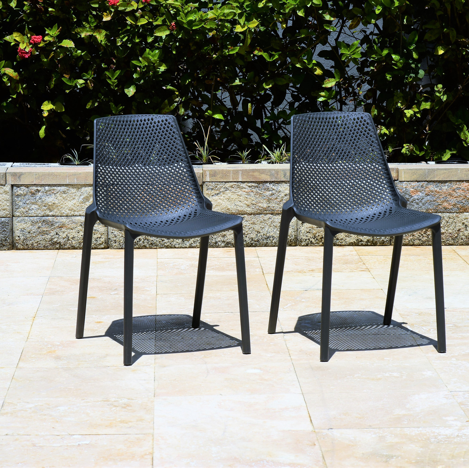 Amazonia Blois 2-Piece Outdoor Dining Chairs | Eucalyptus | Gray Chairs