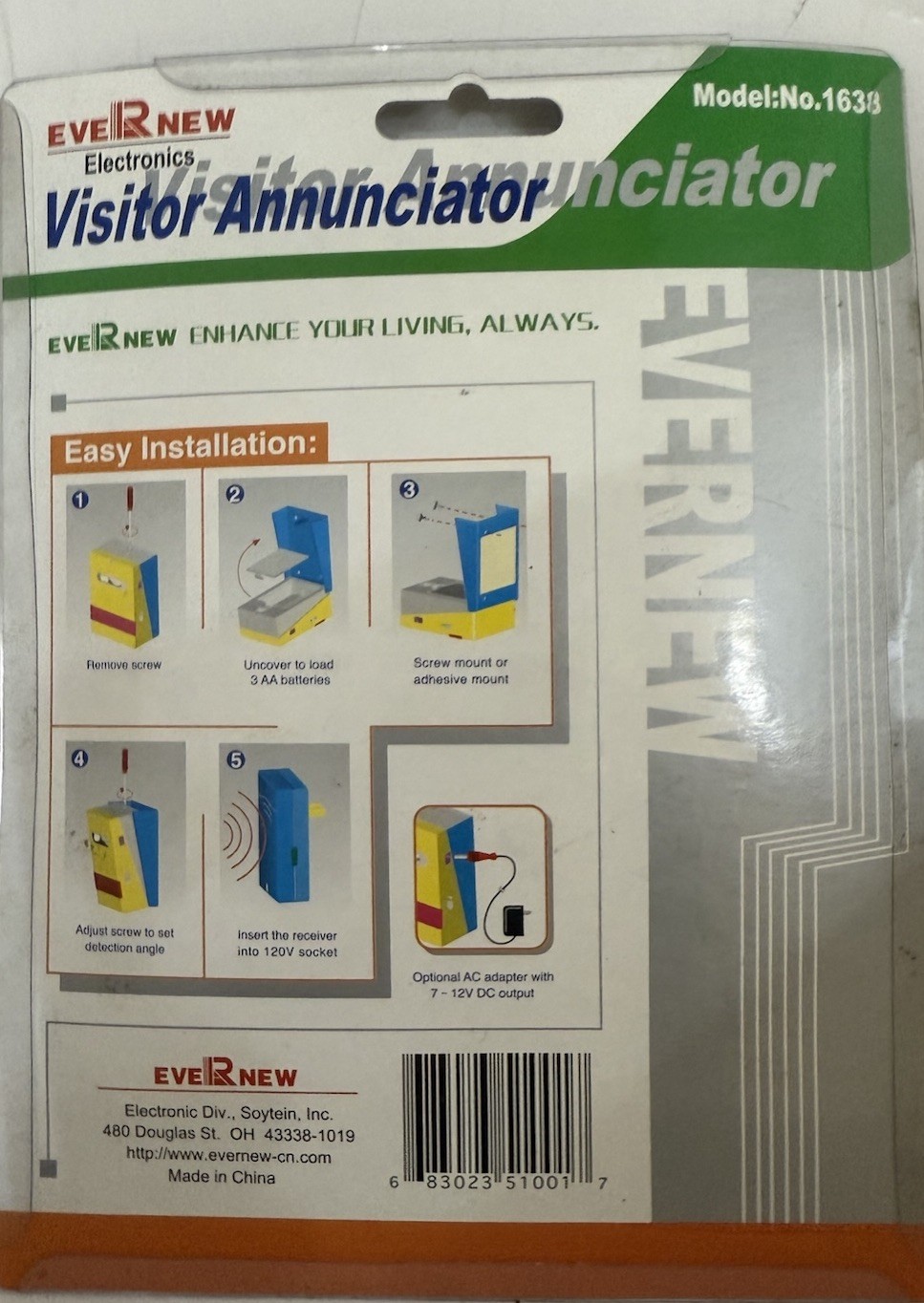 Ever New Visitor Annunciator Guest Alert System Wireless Wall Plug-in