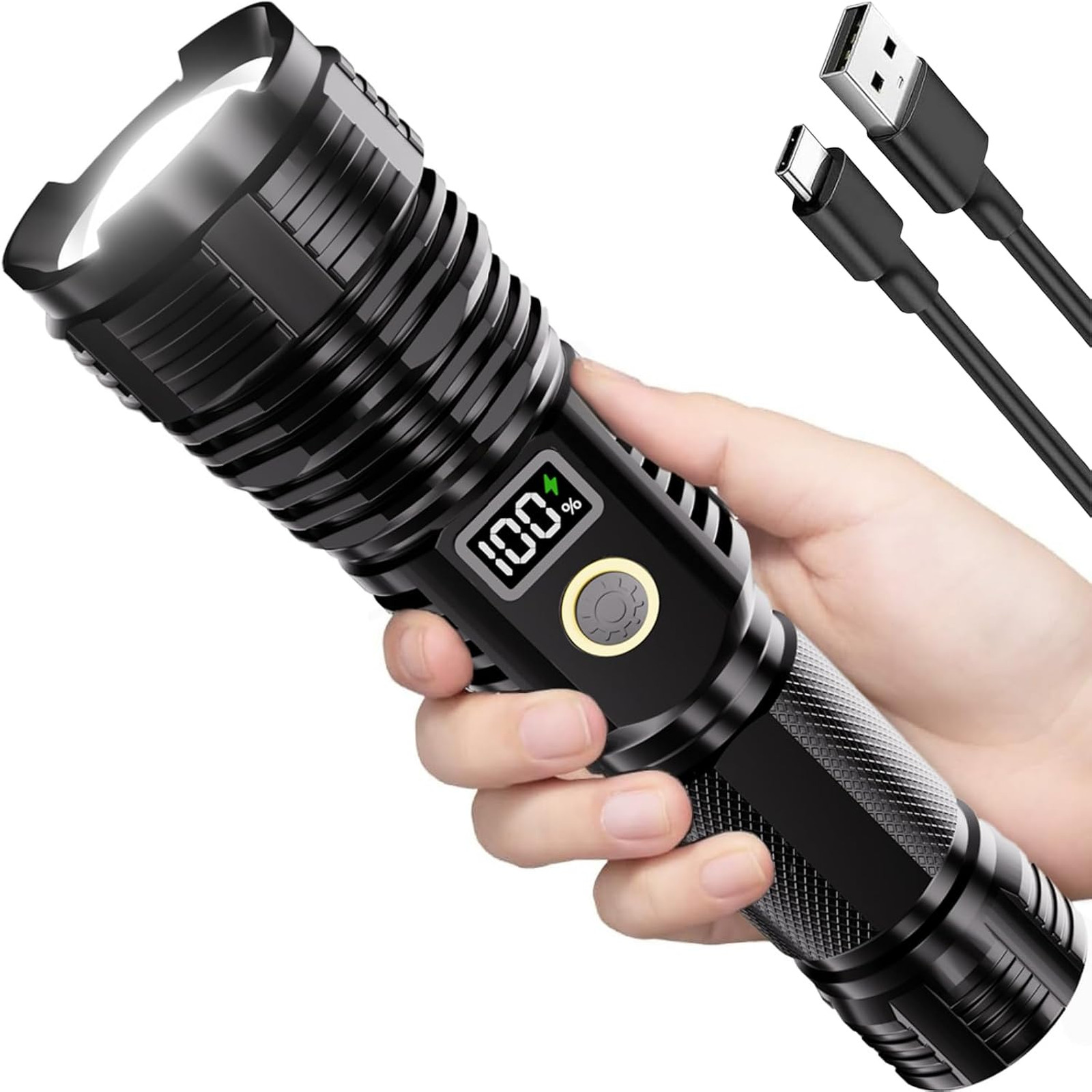 Rechargeable LED Flashlight High Lumens 100,000LM Zoomable Waterproof Tactical
