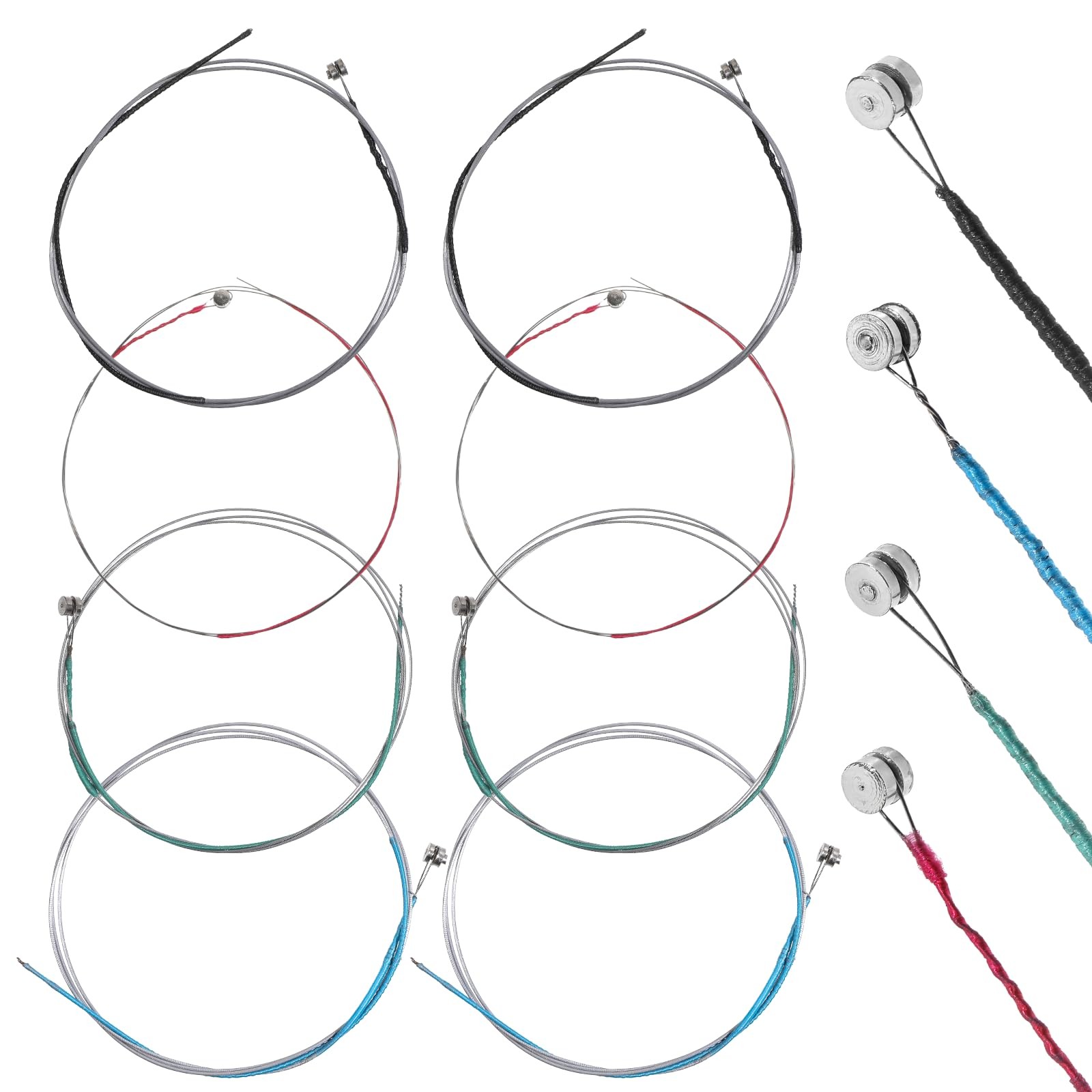 8 PCS Violin Strings Full Set, Universal Carbon Steel red, blue, black, green