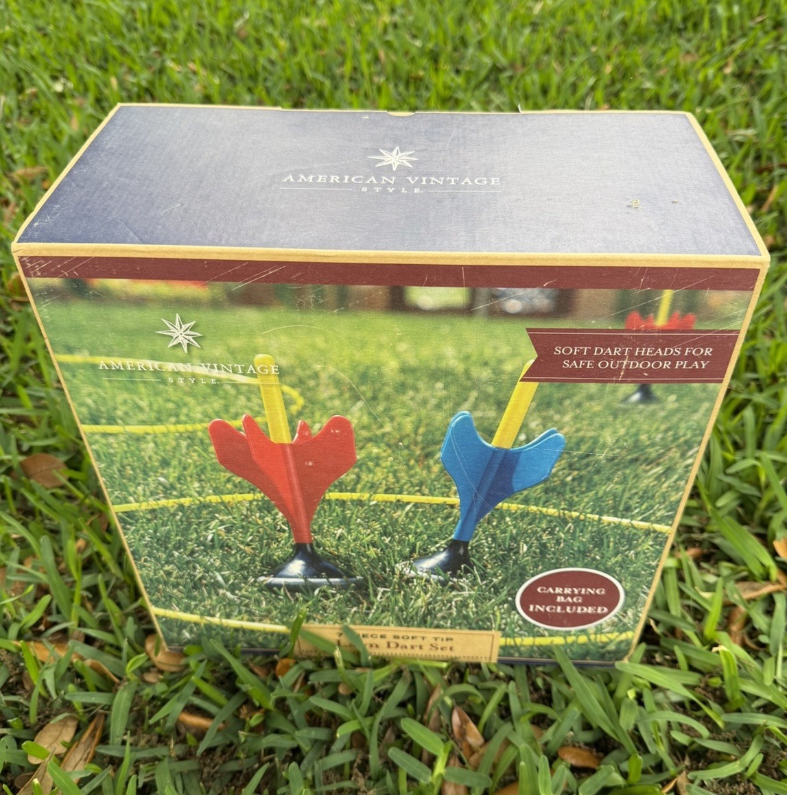 Lawn Dart Set 7 Piece Soft Tip Carrying Bag RED & BLUE American Vintage NEW