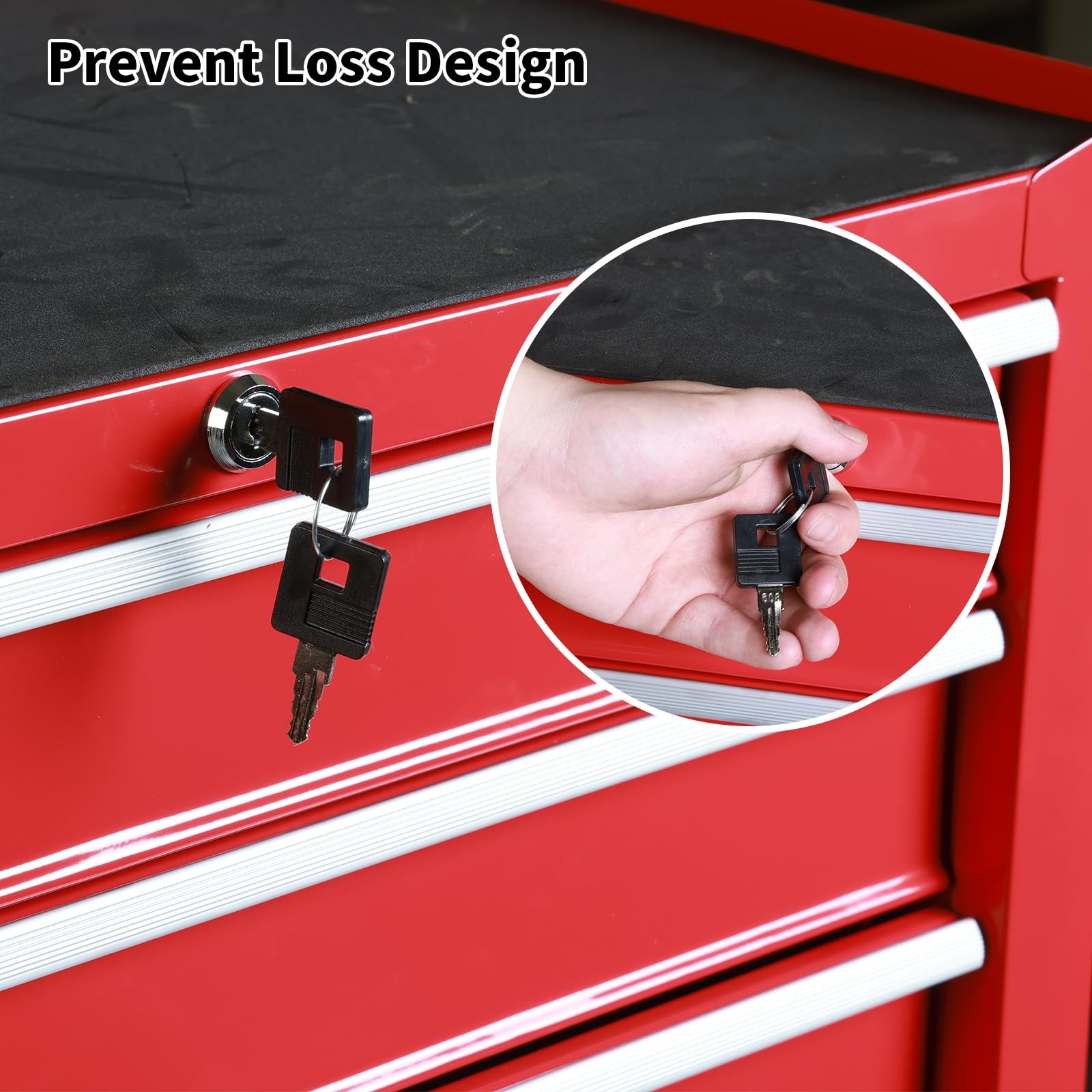 Rolling Tool Chest 5 Drawers, Portable Tool Storage Cabinet with Wheels, Red