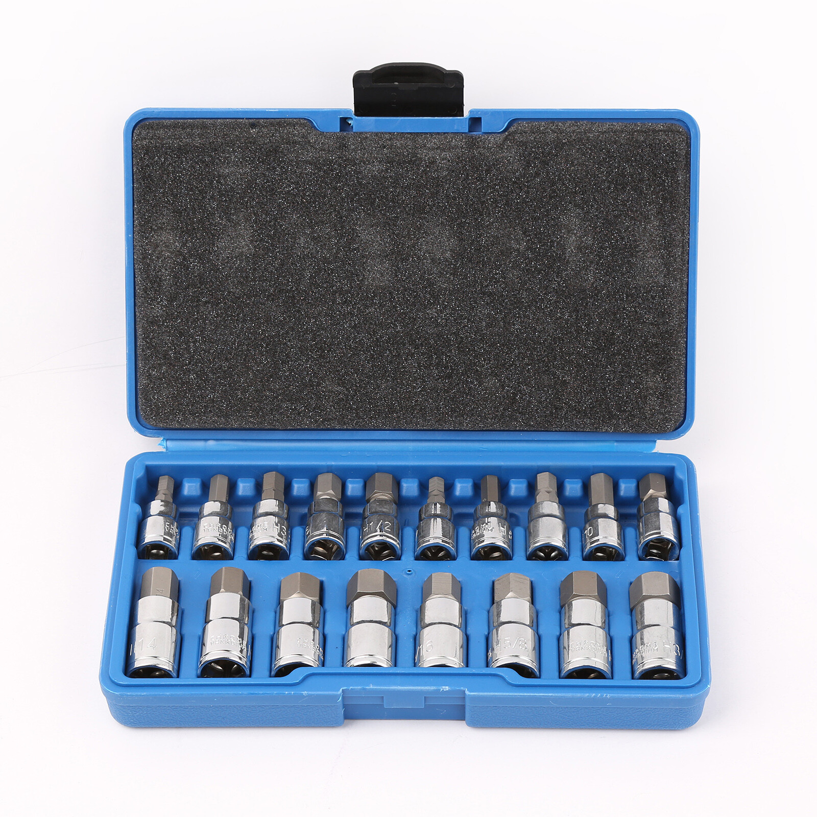 32Pcs SAE And Metric Master Hex Bit Socket Set Standard Allen 1/4" 3/8" 1/2" Dr