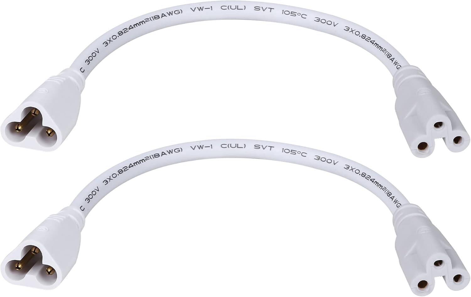 UL-LP T5 T8 LED Tube Connector Male-to-Male Adapter Cable Tube Lights 2-Pack