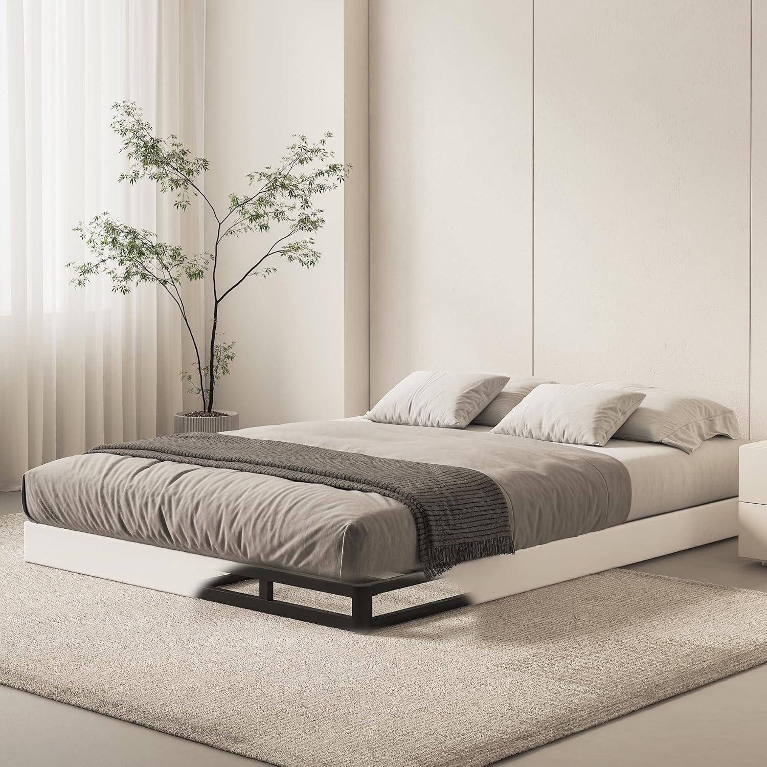 Box Spring Queen Size Bed Base, 5 Inch Low Profile, 3000 LBS Heavy Duty Metal Ma