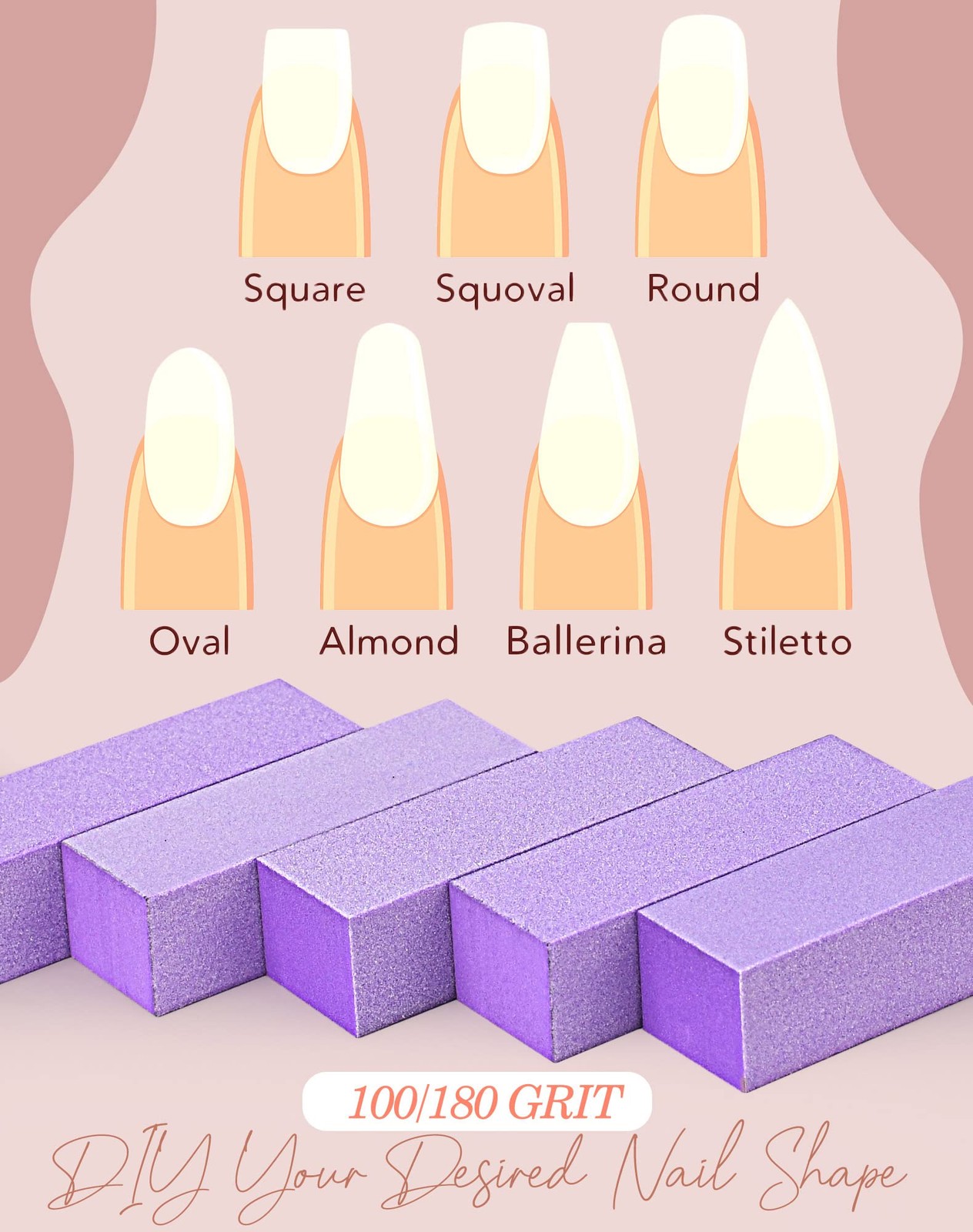 Maryton Nail Buffer Block, Purple - 5ct - Finishing Buffer,