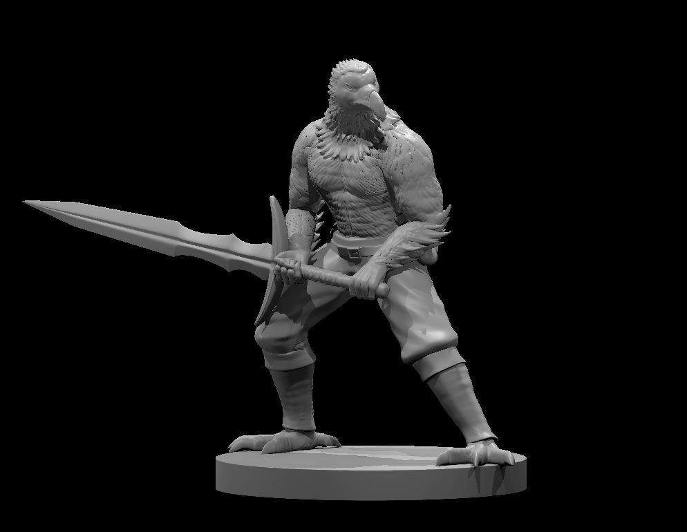 Dodofolk Barbarian Kenku Bird Fighter Warrior 28mm Scale DND D&D Tabletop Mini