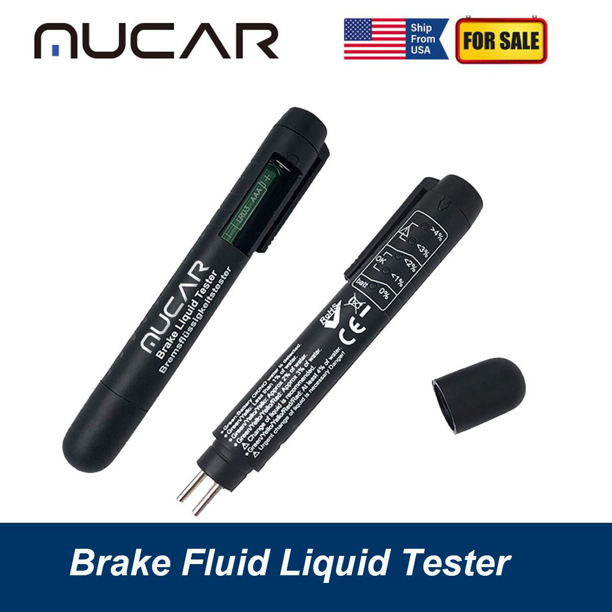 MUCAR Car Brake Fluid Liquid Tester Oil Moisture Tester 5 LED Indicator Pen