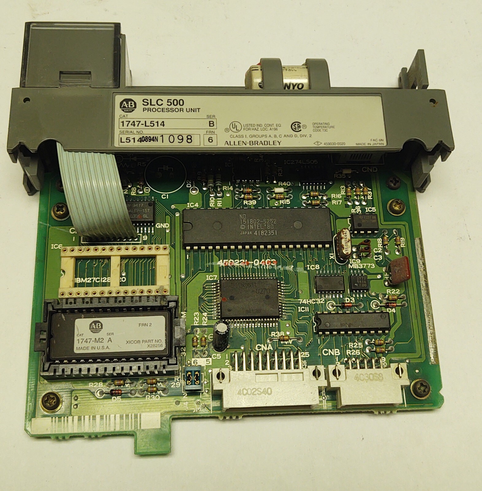 Allen Bradley CPU 1747-L514 WITH 1747M2-A 4K RAM EPROM Memory Module SLC500