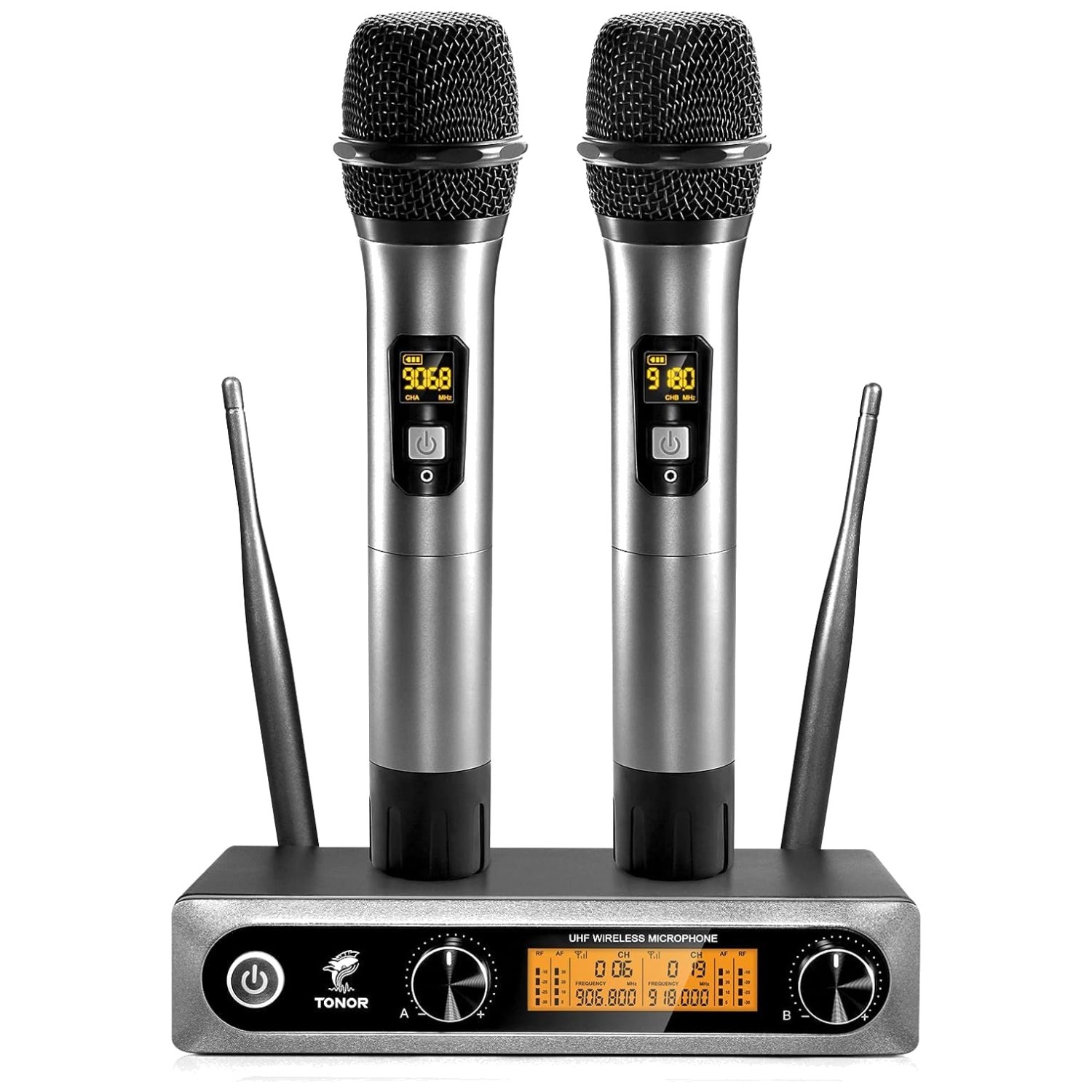 All-Metal Dual Wireless Microphones with Volume Control - Perfect for Karaoke