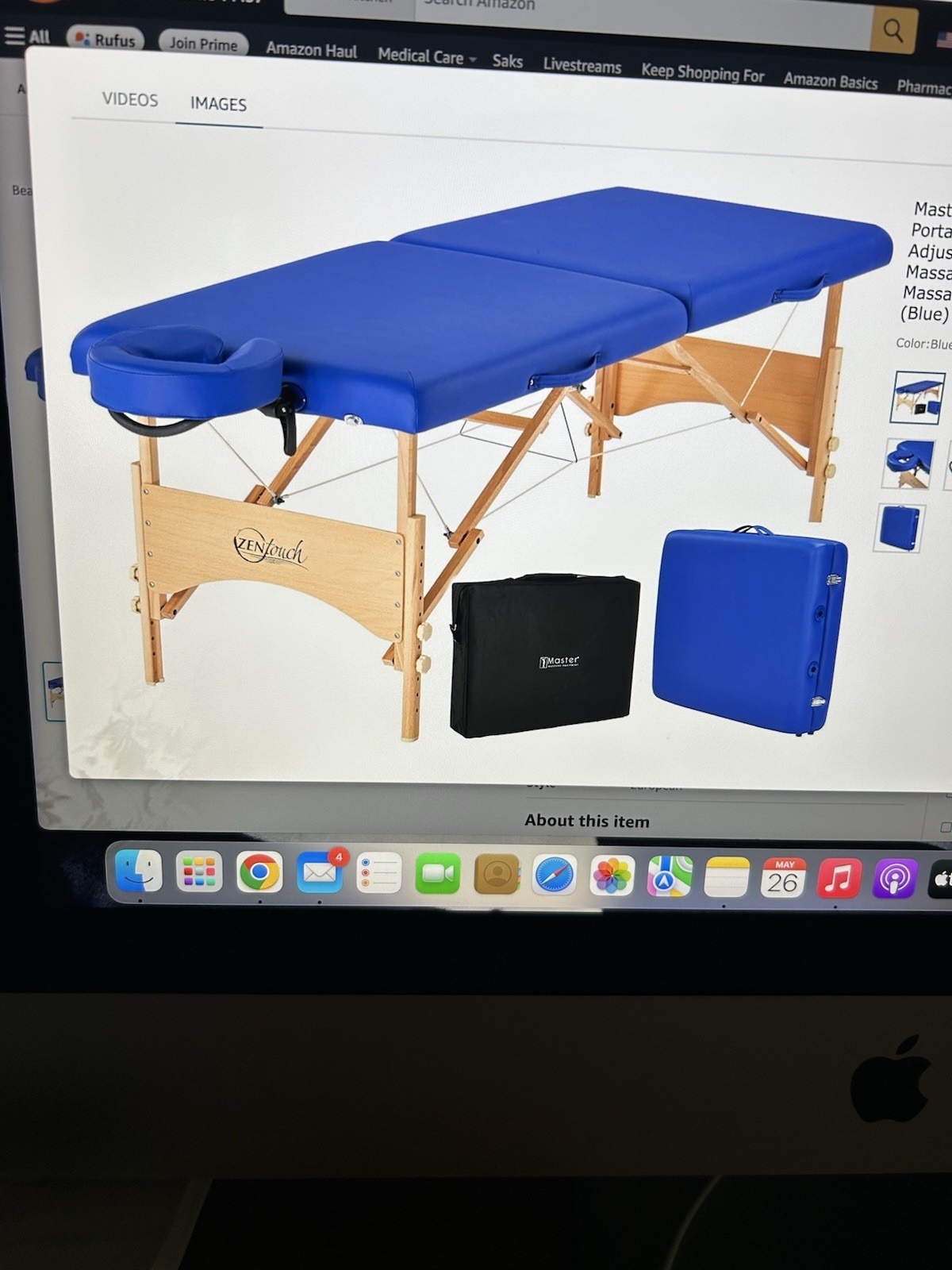 Brady Lightweight Portable Massage Table, Sky Blue, 27''