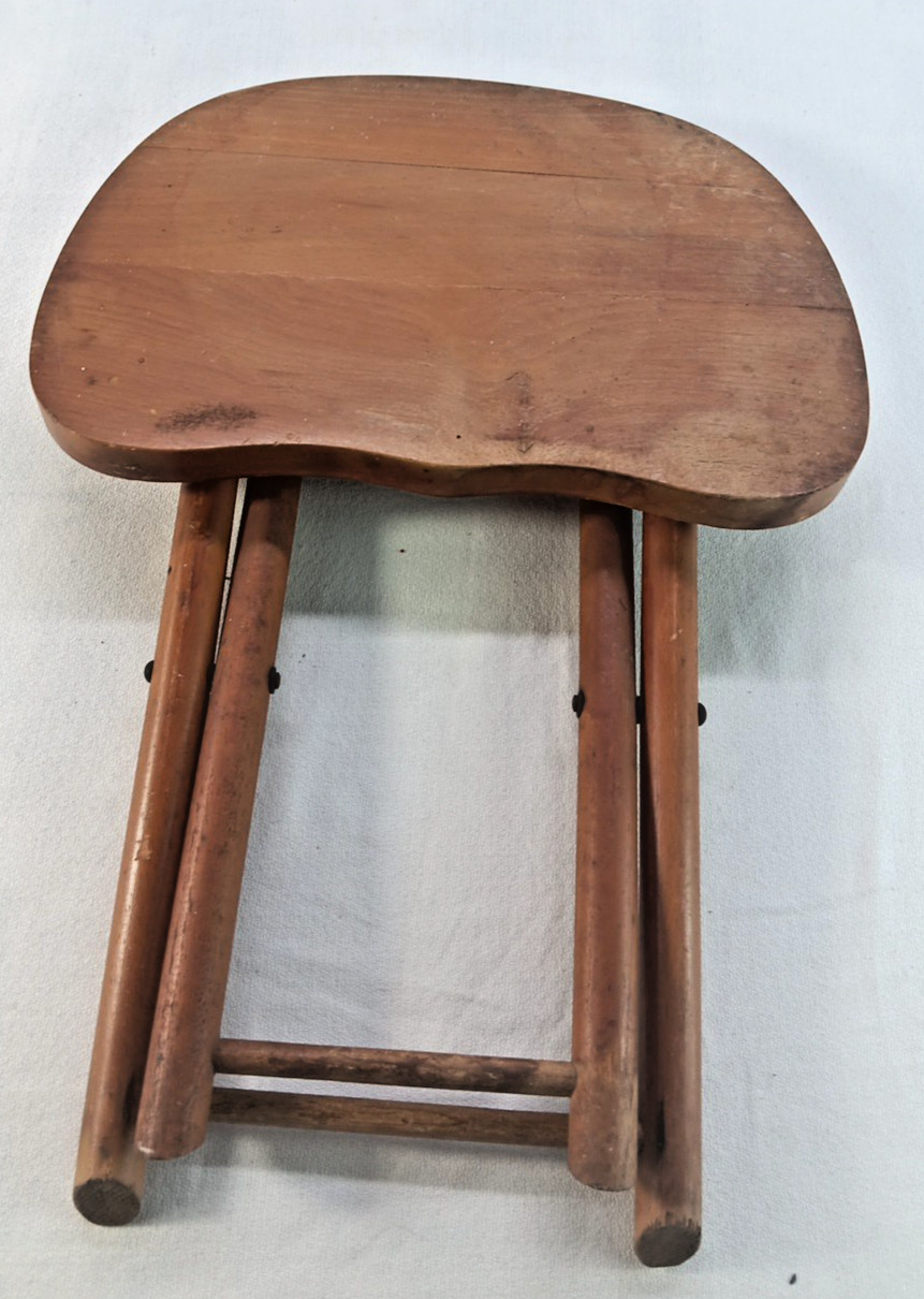 Vintage 1950’s Nevco Fold N Carry Wood Stool Yugoslavia MCM