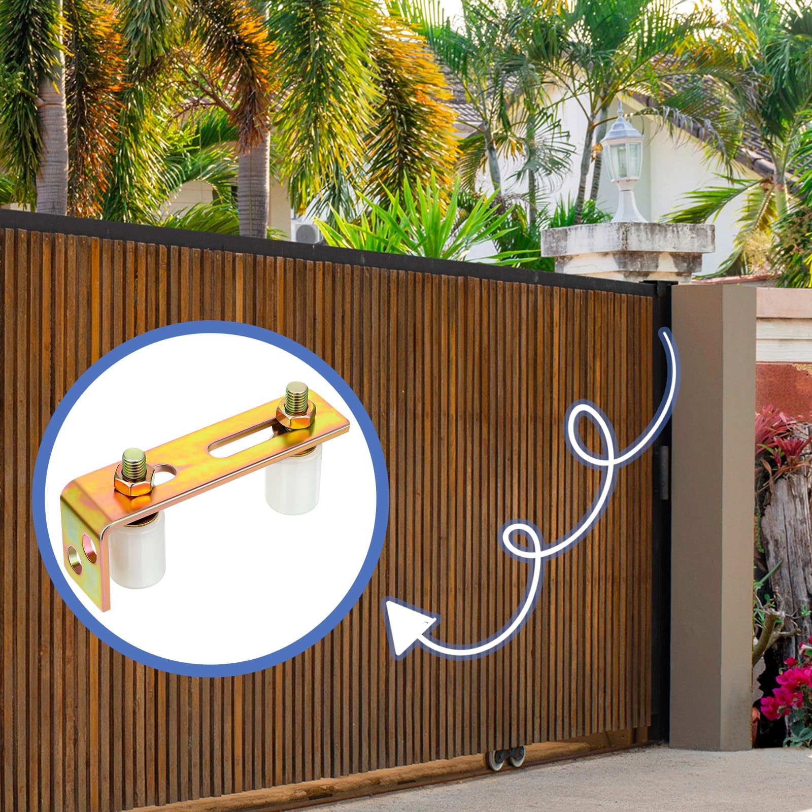 4 Pack Slide Gate Guide Roller Adjustable Dual Nylon Rollers with L Rear Post...