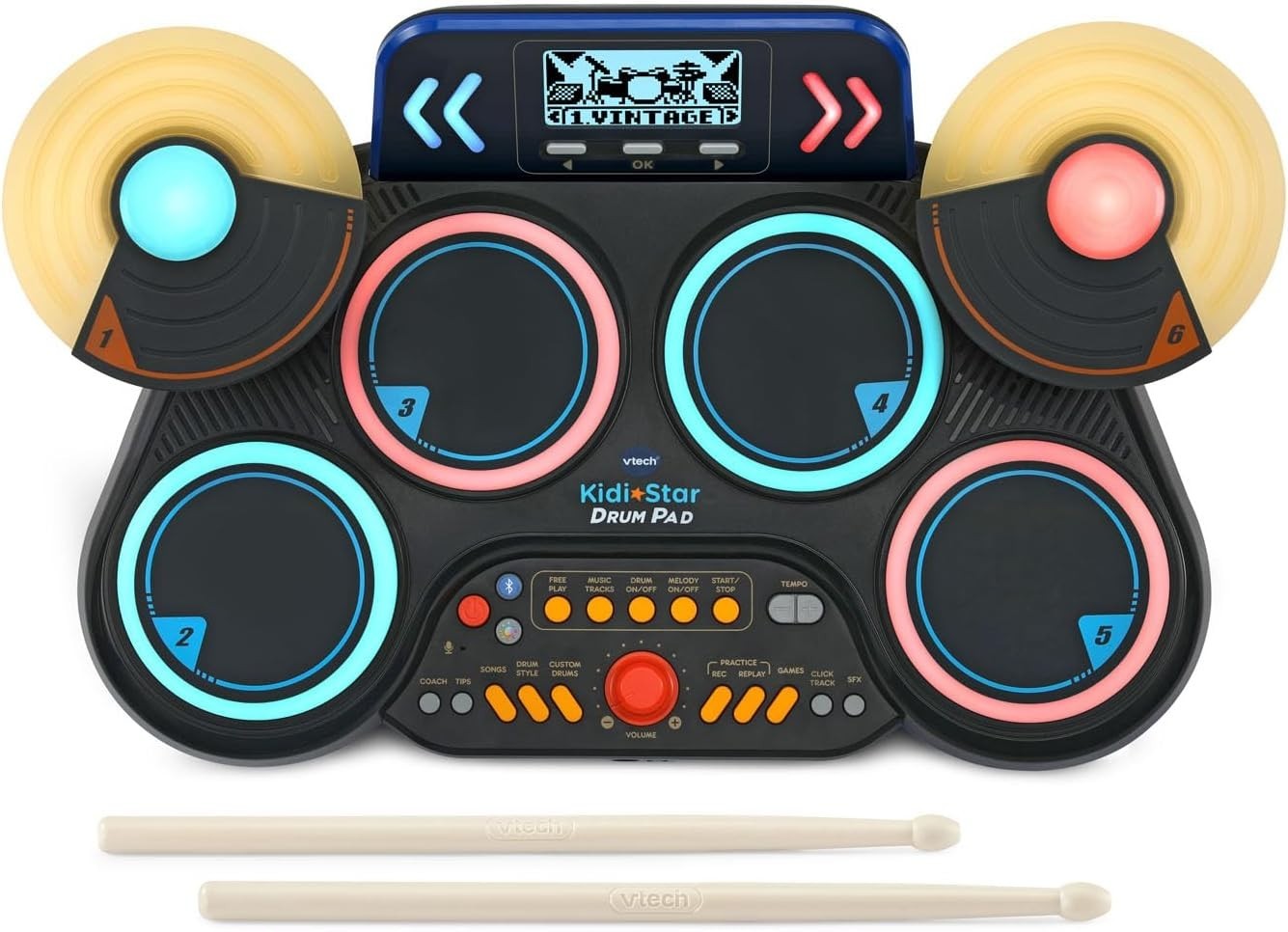 Kidi Star Black Drum Pad - Bluetooth Enabled with Recording & Learning Modes