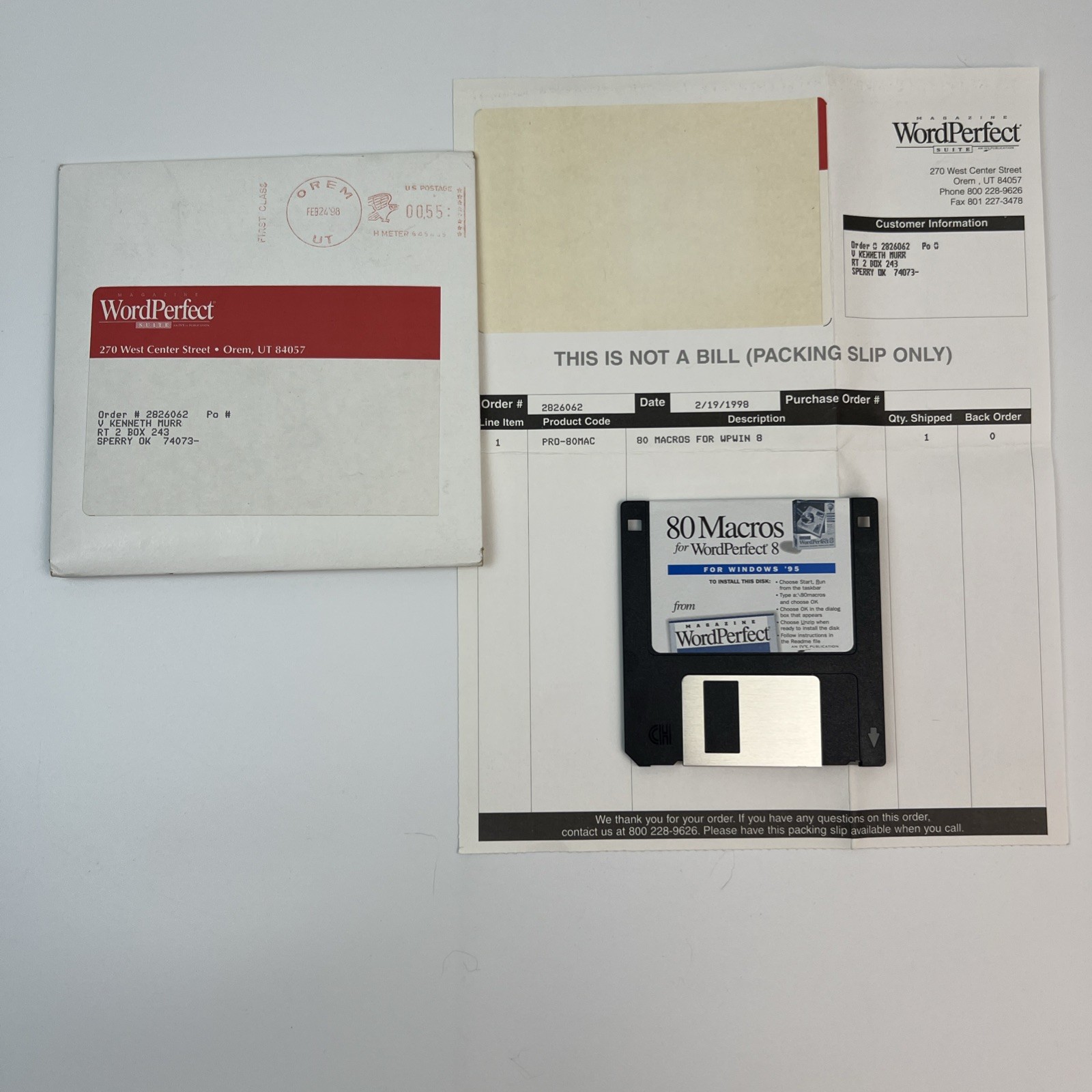 80 Macros for WordPerfect Word Perfect 8 for Microsoft Windows 95  3.5" Floppy