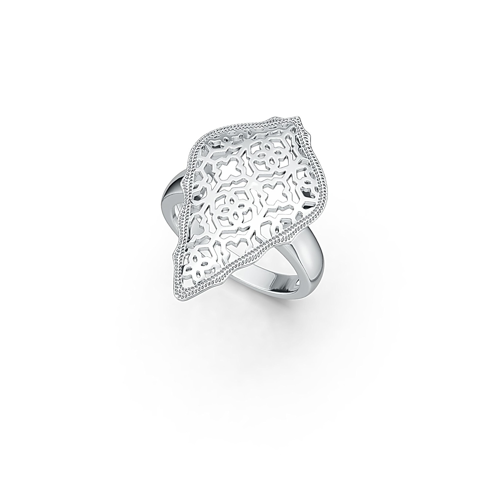 Sterling Silver Ring Solid Filigree Wide Ornate Ring