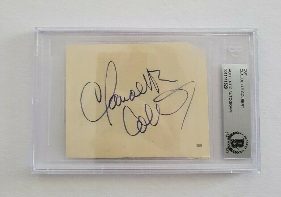 Claudette Colbert Signed & Slabbed Cut Signature Actress Cleopatra Zaza BAS
