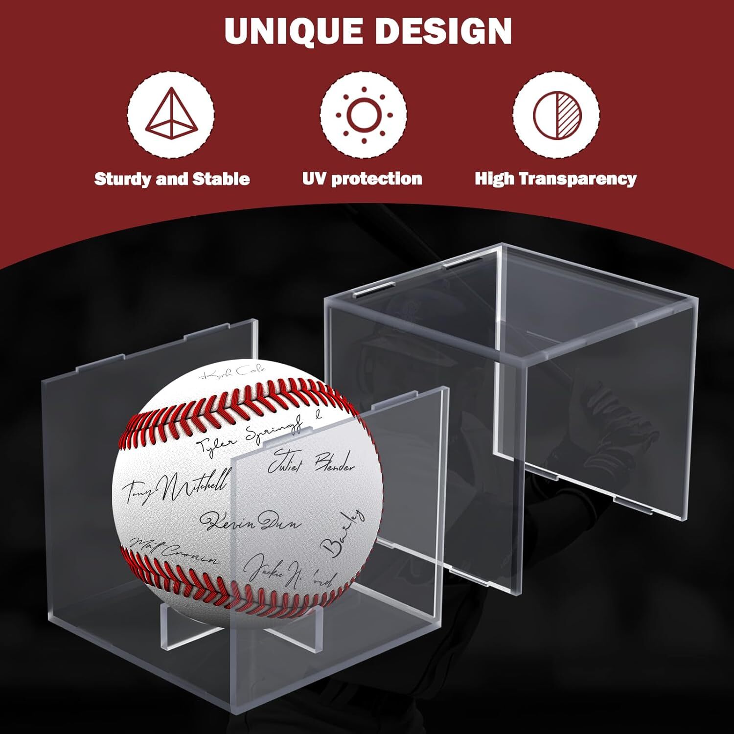 Leffis Baseball Display Case, Holder 1P Clear