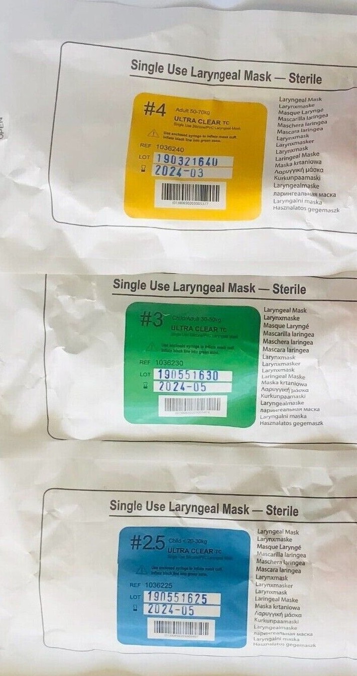 one Pc Laryngeal M. Sterile Ultra Clear - Different size