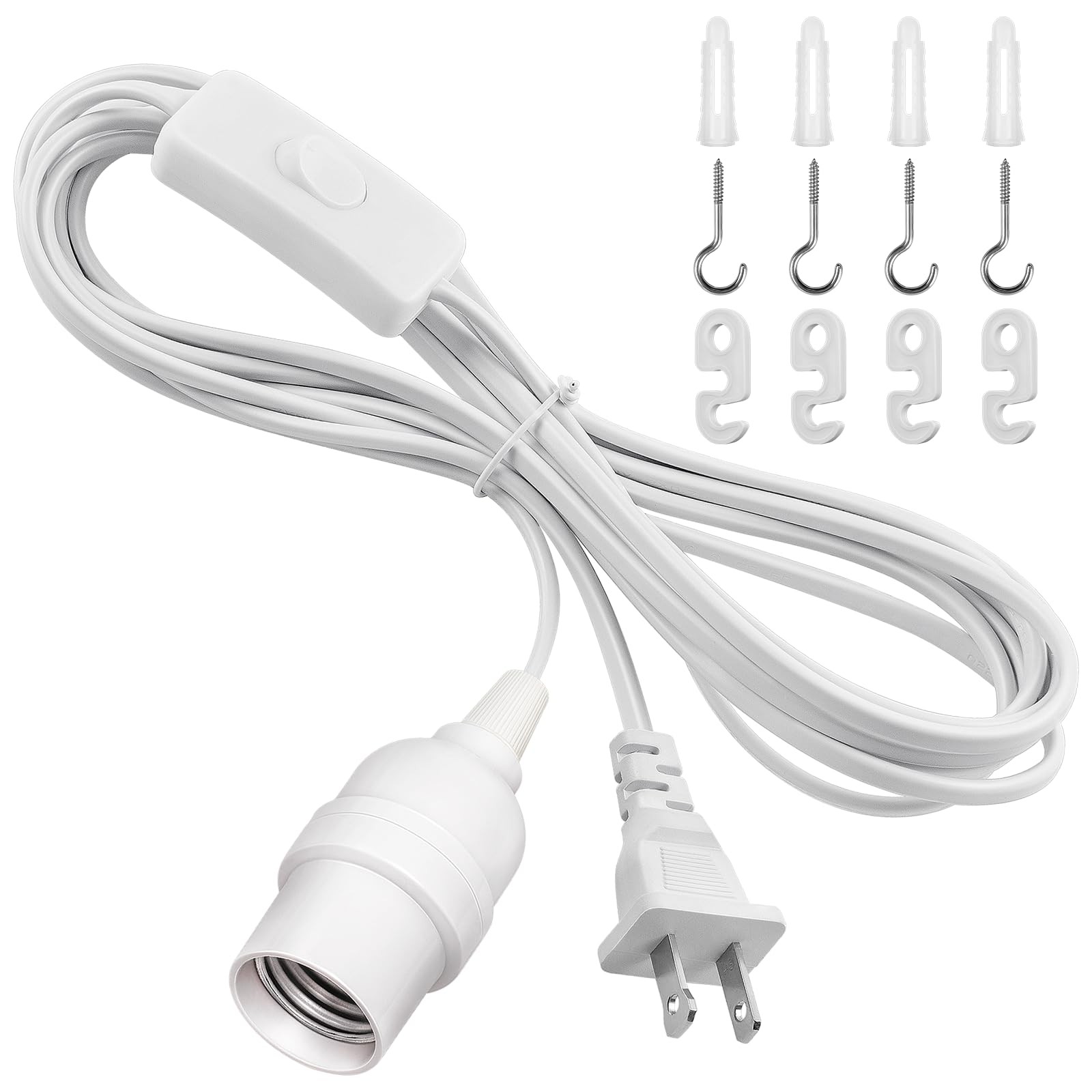 DiCUNO Hanging Lantern Extension Cord Cable, E26 13ft -1P, - White
